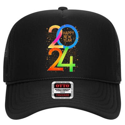 New Year's Eve 2024 Colorful NYE Party High Crown Mesh Back Trucker Hat