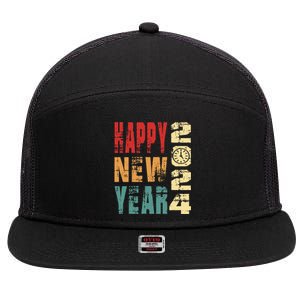 New Years Eve Party Happy new years 2024 7 Panel Mesh Trucker Snapback Hat