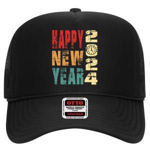 New Years Eve Party Happy new years 2024 High Crown Mesh Back Trucker Hat