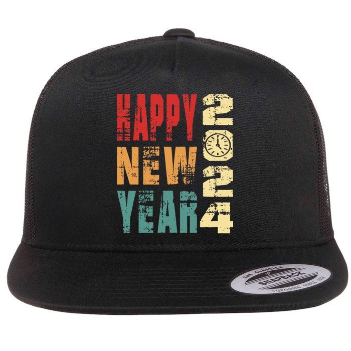 New Years Eve Party Happy new years 2024 Flat Bill Trucker Hat