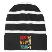 New Years Eve Party Happy new years 2024 Striped Beanie with Solid Band