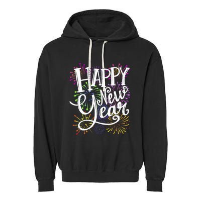 New Years Eve Party Supplies 2024 Happy New Year Fireworks Garment-Dyed Fleece Hoodie