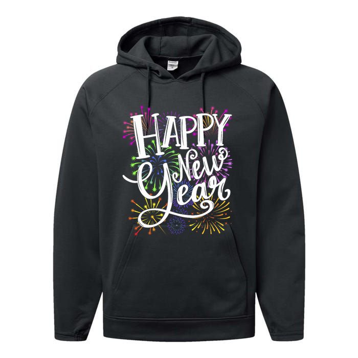 New Years Eve Party Supplies 2024 Happy New Year Fireworks Performance Fleece Hoodie