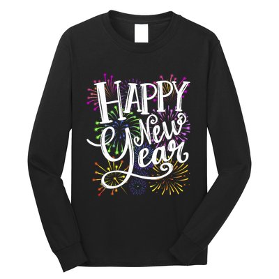 New Years Eve Party Supplies 2024 Happy New Year Fireworks Long Sleeve Shirt