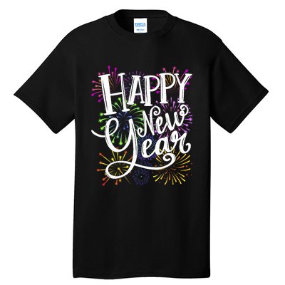 New Years Eve Party Supplies 2024 Happy New Year Fireworks Tall T-Shirt