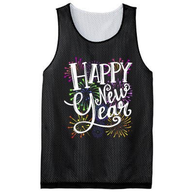 New Years Eve Party Supplies 2024 Happy New Year Fireworks Mesh Reversible Basketball Jersey Tank