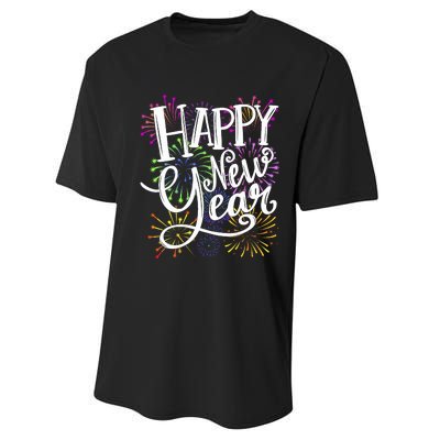 New Years Eve Party Supplies 2024 Happy New Year Fireworks Performance Sprint T-Shirt