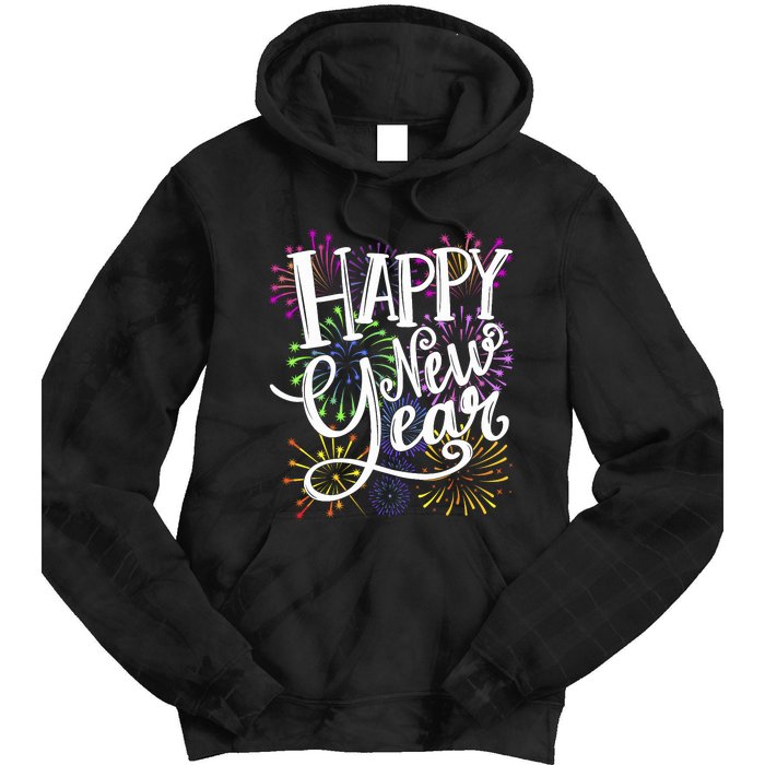 New Years Eve Party Supplies 2024 Happy New Year Fireworks Tie Dye Hoodie