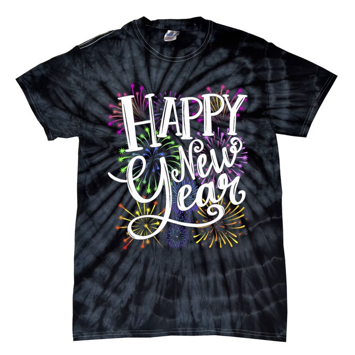 New Years Eve Party Supplies 2024 Happy New Year Fireworks Tie-Dye T-Shirt