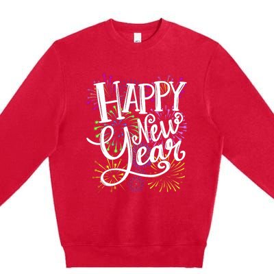 New Years Eve Party Supplies 2024 Happy New Year Fireworks Premium Crewneck Sweatshirt