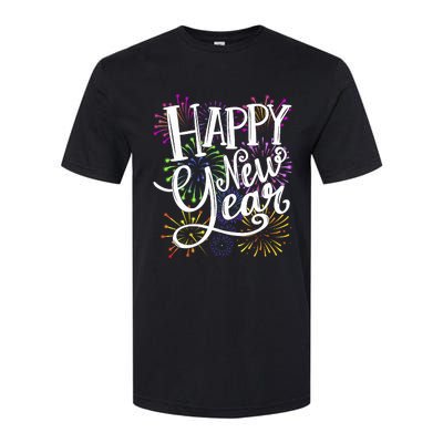 New Years Eve Party Supplies 2024 Happy New Year Fireworks Softstyle CVC T-Shirt