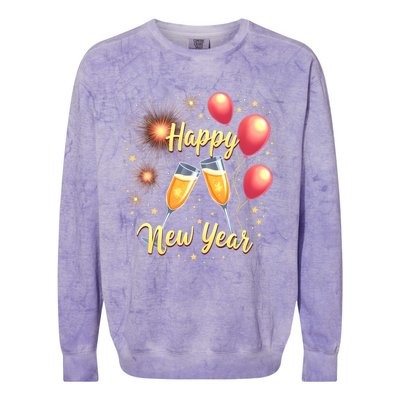 New Years Eve Happy New Year Party Supplies Fireworks Gift Colorblast Crewneck Sweatshirt