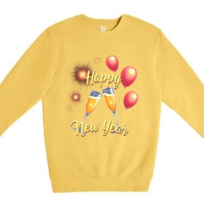 New Years Eve Happy New Year Party Supplies Fireworks Gift Premium Crewneck Sweatshirt