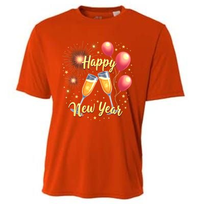 New Years Eve Happy New Year Party Supplies Fireworks Gift Cooling Performance Crew T-Shirt