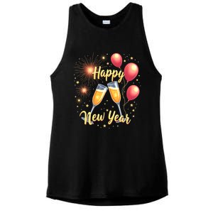 New Years Eve Happy New Year Party Supplies Fireworks Gift Ladies PosiCharge Tri-Blend Wicking Tank