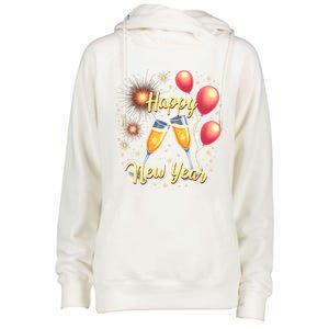 New Years Eve Happy New Year Party Supplies Fireworks Gift Womens Funnel Neck Pullover Hood