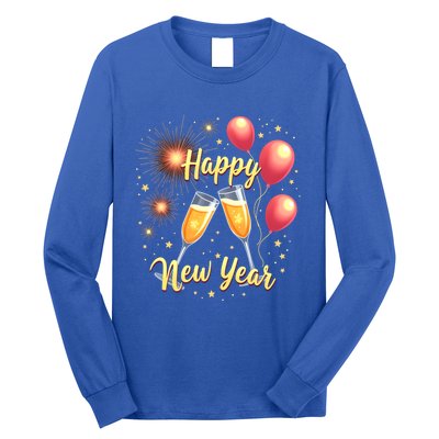 New Years Eve Happy New Year Party Supplies Fireworks Gift Long Sleeve Shirt