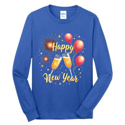 New Years Eve Happy New Year Party Supplies Fireworks Gift Tall Long Sleeve T-Shirt