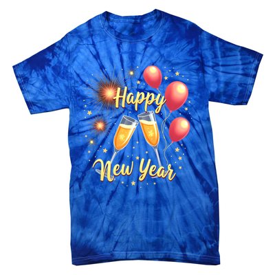 New Years Eve Happy New Year Party Supplies Fireworks Gift Tie-Dye T-Shirt