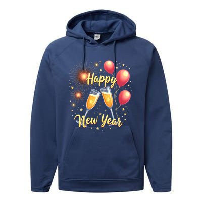 New Years Eve Happy New Year Party Supplies Fireworks Gift Performance Fleece Hoodie