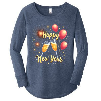 New Years Eve Happy New Year Party Supplies Fireworks Gift Women's Perfect Tri Tunic Long Sleeve Shirt