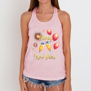 New Years Eve Happy New Year Party Supplies Fireworks Gift Women's Knotted Racerback Tank