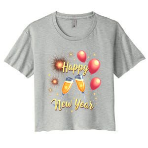 New Years Eve Happy New Year Party Supplies Fireworks Gift Women's Crop Top Tee