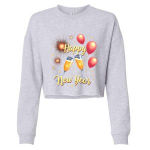 New Years Eve Happy New Year Party Supplies Fireworks Gift Cropped Pullover Crew