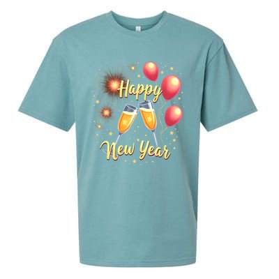 New Years Eve Happy New Year Party Supplies Fireworks Gift Sueded Cloud Jersey T-Shirt