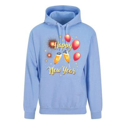 New Years Eve Happy New Year Party Supplies Fireworks Gift Unisex Surf Hoodie