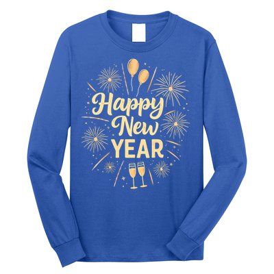 New Years Eve Happy New Year Party Supplies Fireworks Gift Long Sleeve Shirt