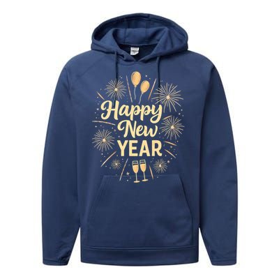 New Years Eve Happy New Year Party Supplies Fireworks Gift Performance Fleece Hoodie