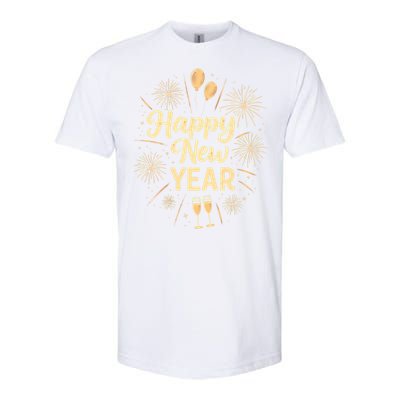 New Years Eve Happy New Year Party Supplies Fireworks Gift Softstyle CVC T-Shirt