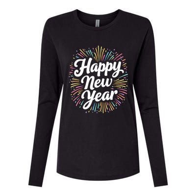 New Years Eve Happy New Year Party Supplies Fireworks Gift Womens Cotton Relaxed Long Sleeve T-Shirt