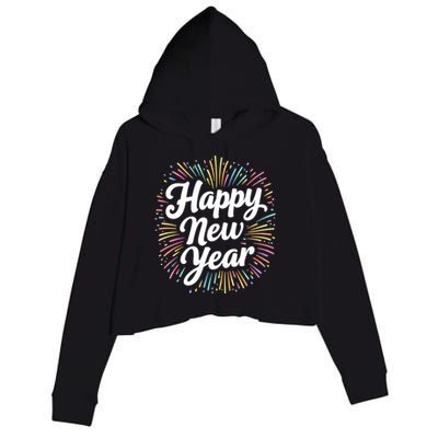 New Years Eve Happy New Year Party Supplies Fireworks Gift Crop Fleece Hoodie