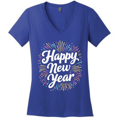 New Years Eve Happy New Year Party Supplies Fireworks Gift Women's V-Neck T-Shirt