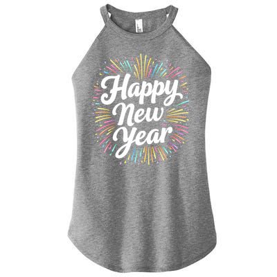 New Years Eve Happy New Year Party Supplies Fireworks Gift Women's Perfect Tri Rocker Tank