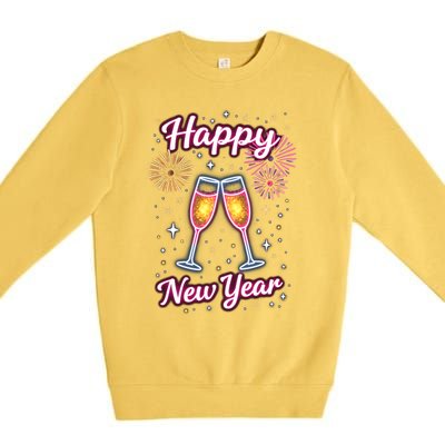 New Years Eve Happy New Year Party Supplies Fireworks Gift Premium Crewneck Sweatshirt