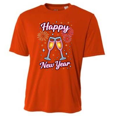 New Years Eve Happy New Year Party Supplies Fireworks Gift Cooling Performance Crew T-Shirt