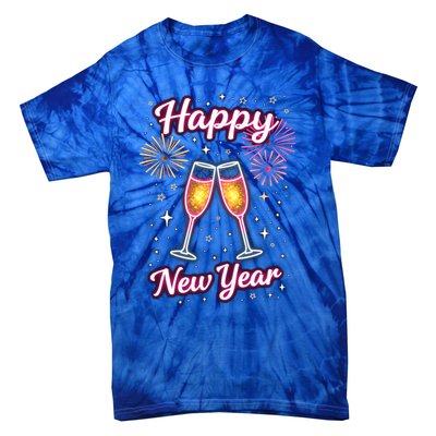 New Years Eve Happy New Year Party Supplies Fireworks Gift Tie-Dye T-Shirt