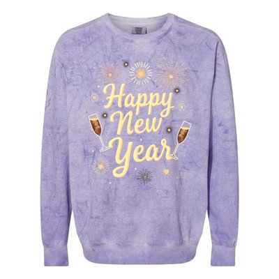 New Years Eve Happy New Year Party Supplies Fireworks Gift Colorblast Crewneck Sweatshirt