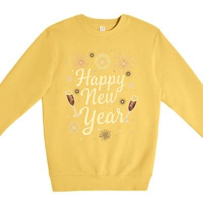 New Years Eve Happy New Year Party Supplies Fireworks Gift Premium Crewneck Sweatshirt