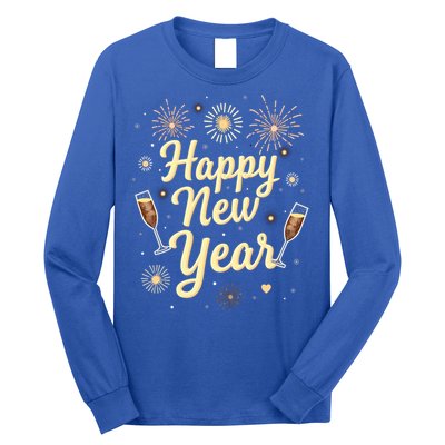 New Years Eve Happy New Year Party Supplies Fireworks Gift Long Sleeve Shirt