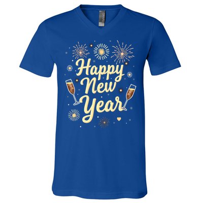 New Years Eve Happy New Year Party Supplies Fireworks Gift V-Neck T-Shirt