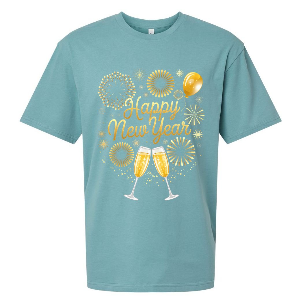 New Years Eve Party Supplies Nye Matching Happy New Year Sueded Cloud Jersey T-Shirt