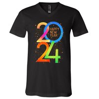 New YearS Eve 2024 Colorful Nye Party V-Neck T-Shirt