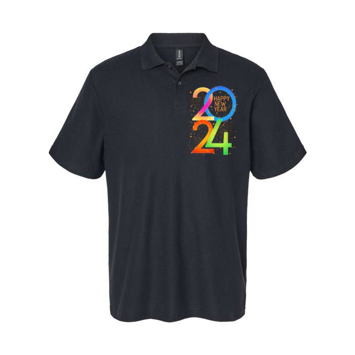 New YearS Eve 2024 Colorful Nye Party Softstyle Adult Sport Polo