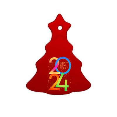 New YearS Eve 2024 Colorful Nye Party Ceramic Tree Ornament