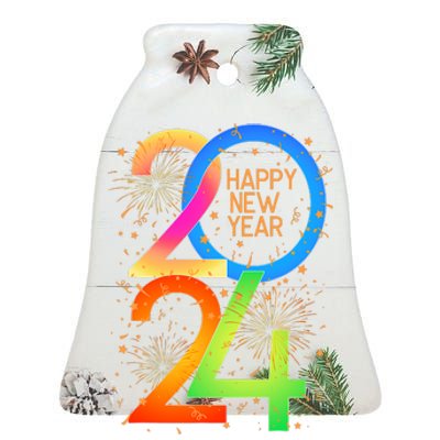 New YearS Eve 2024 Colorful Nye Party Ceramic Bell Ornament