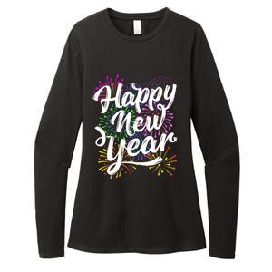 New Years Eve Party Supplies 2024 Happy New Year Fireworks Womens CVC Long Sleeve Shirt